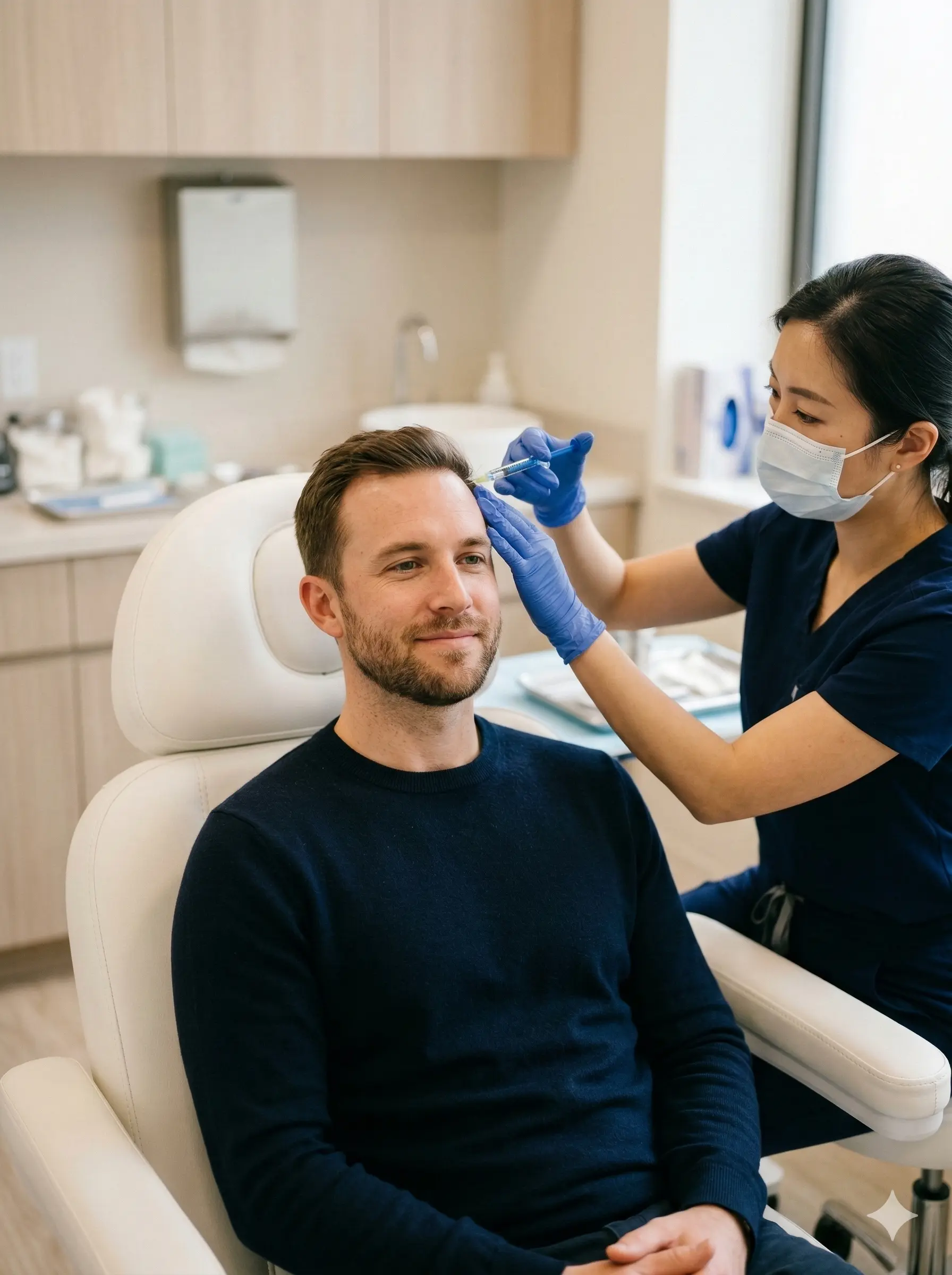 PRP hair treatment at HM Haartransplantatie, growth factor injection into the scalp