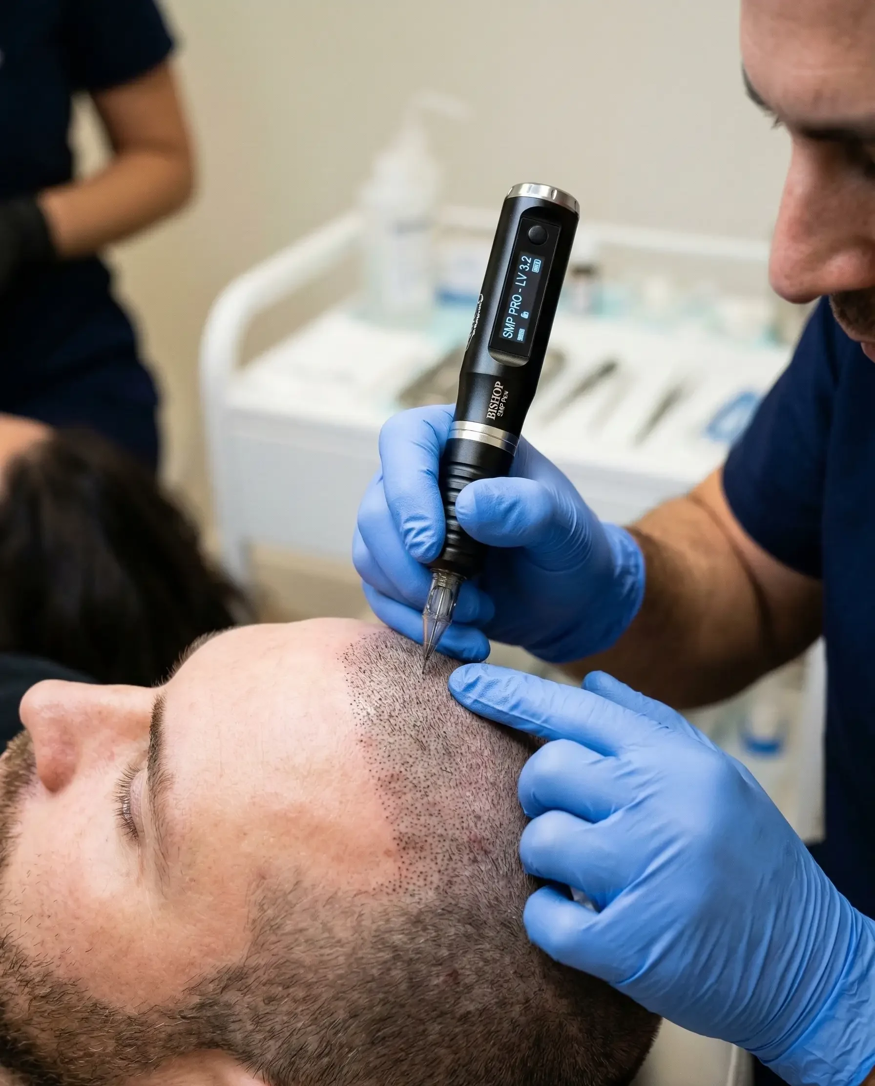 Scalp Micropigmentation result at HM Hair Transplant, natural hairline