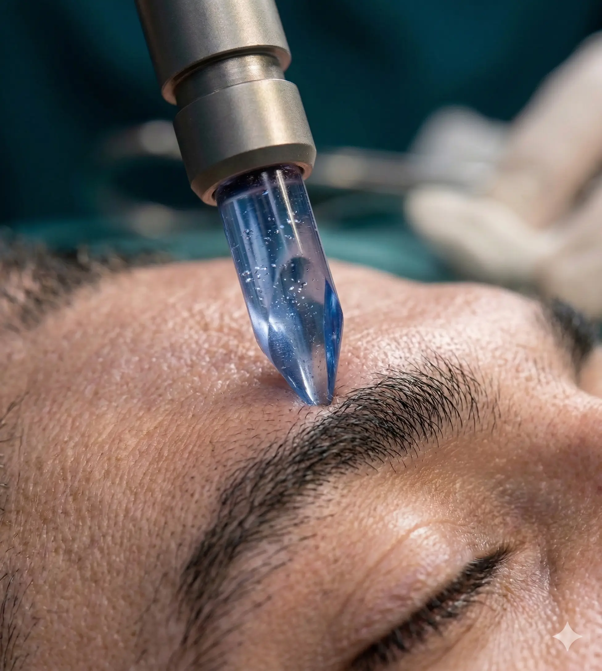 Close-up of eyebrow transplant procedure at HM Haartransplantatie